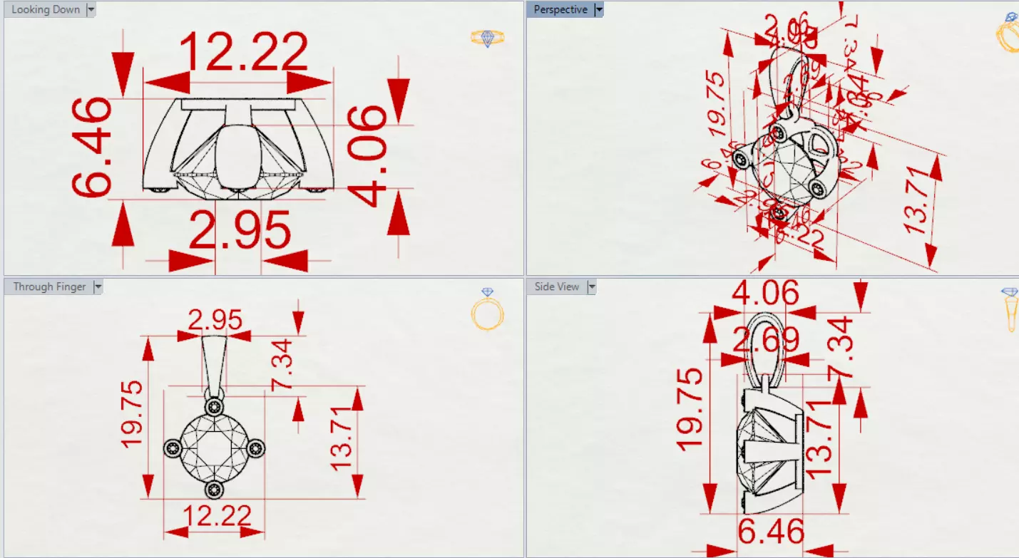 Pendant Solitaire Diamond with Quadruple Ball Prongs jp0350 3D print model_20