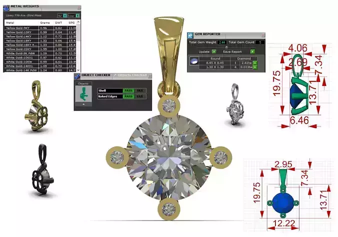 Pendant Solitaire Diamond with Quadruple Ball Prongs jp0350
