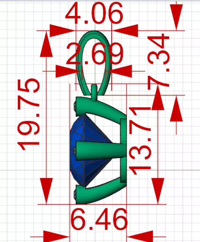 Pendant Solitaire Diamond with Quadruple Ball Prongs jp0350 3D print model_22