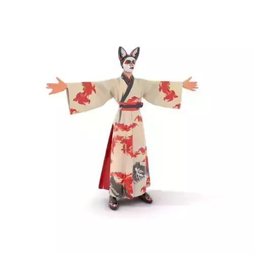 Traditional Kimono Costume model pack Low-poly 3D model