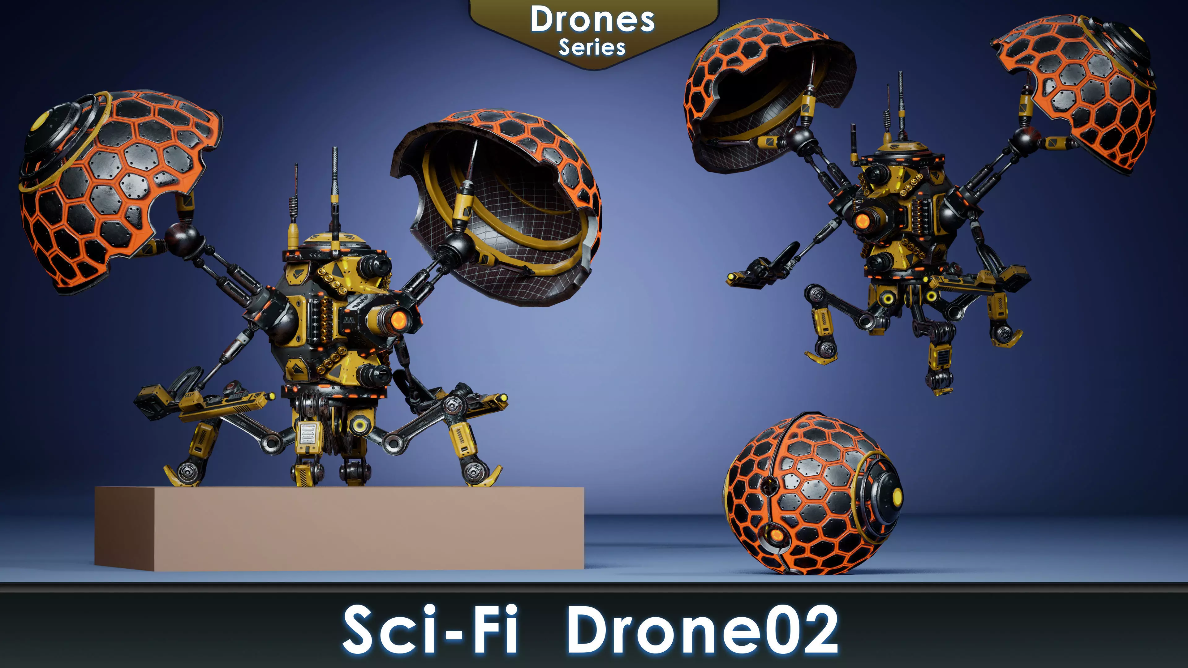 Sci-fi Drone 02 Low-poly 3D model_0