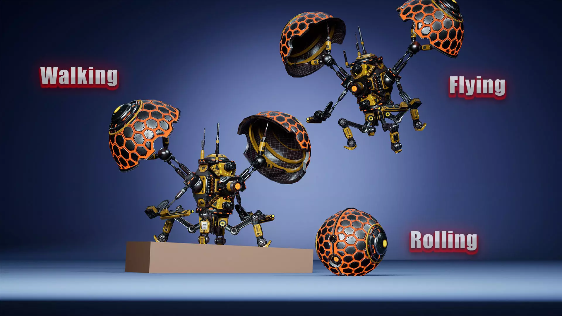 Sci-fi Drone 02 Low-poly 3D model_3