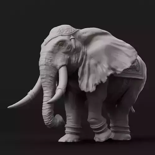 Ornate Elephant Statue Detailed 3D Printable Model