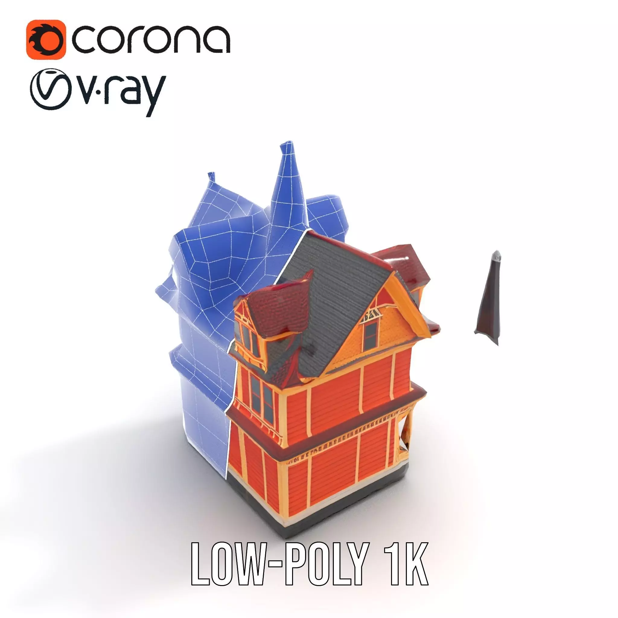 Victorian Gothic House model pack Low-poly 3D model_18