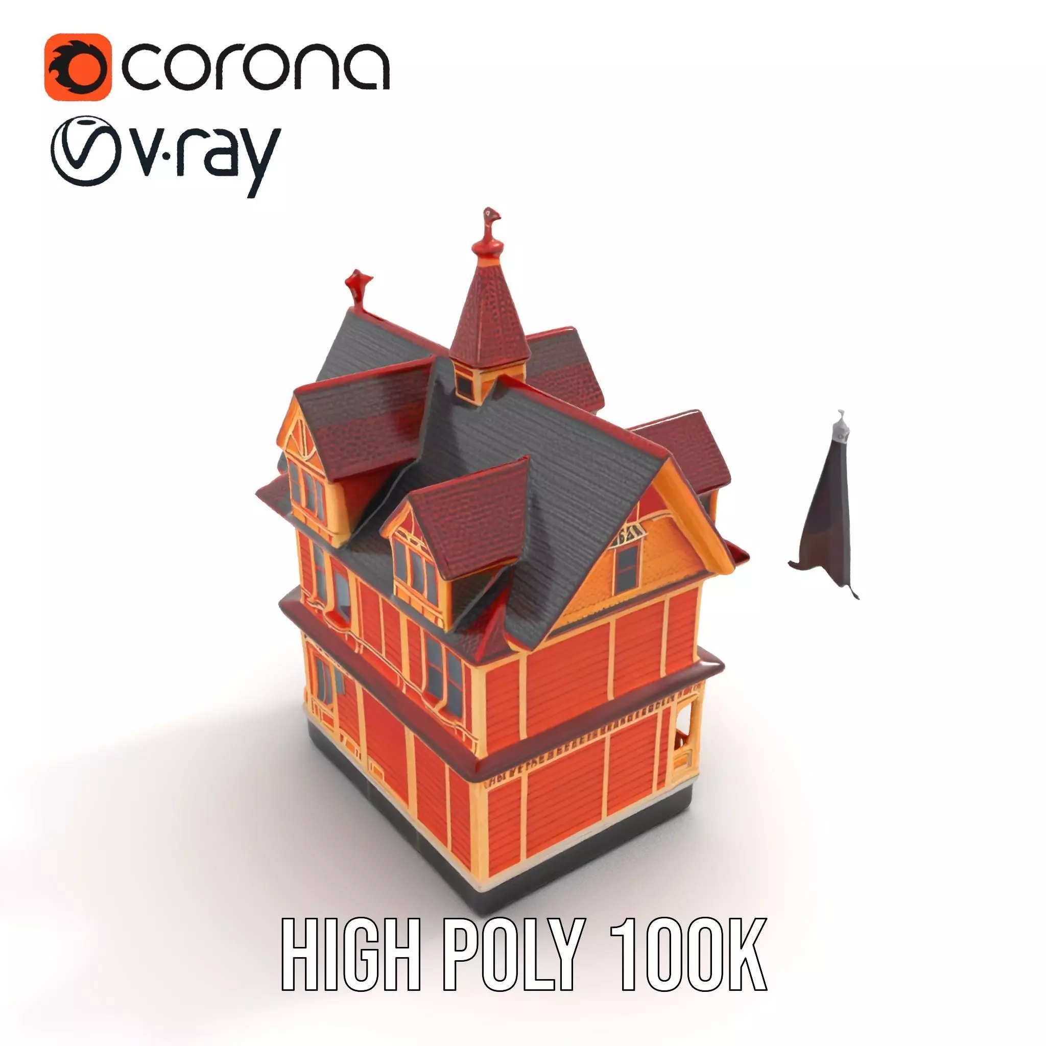 Victorian Gothic House model pack Low-poly 3D model_21