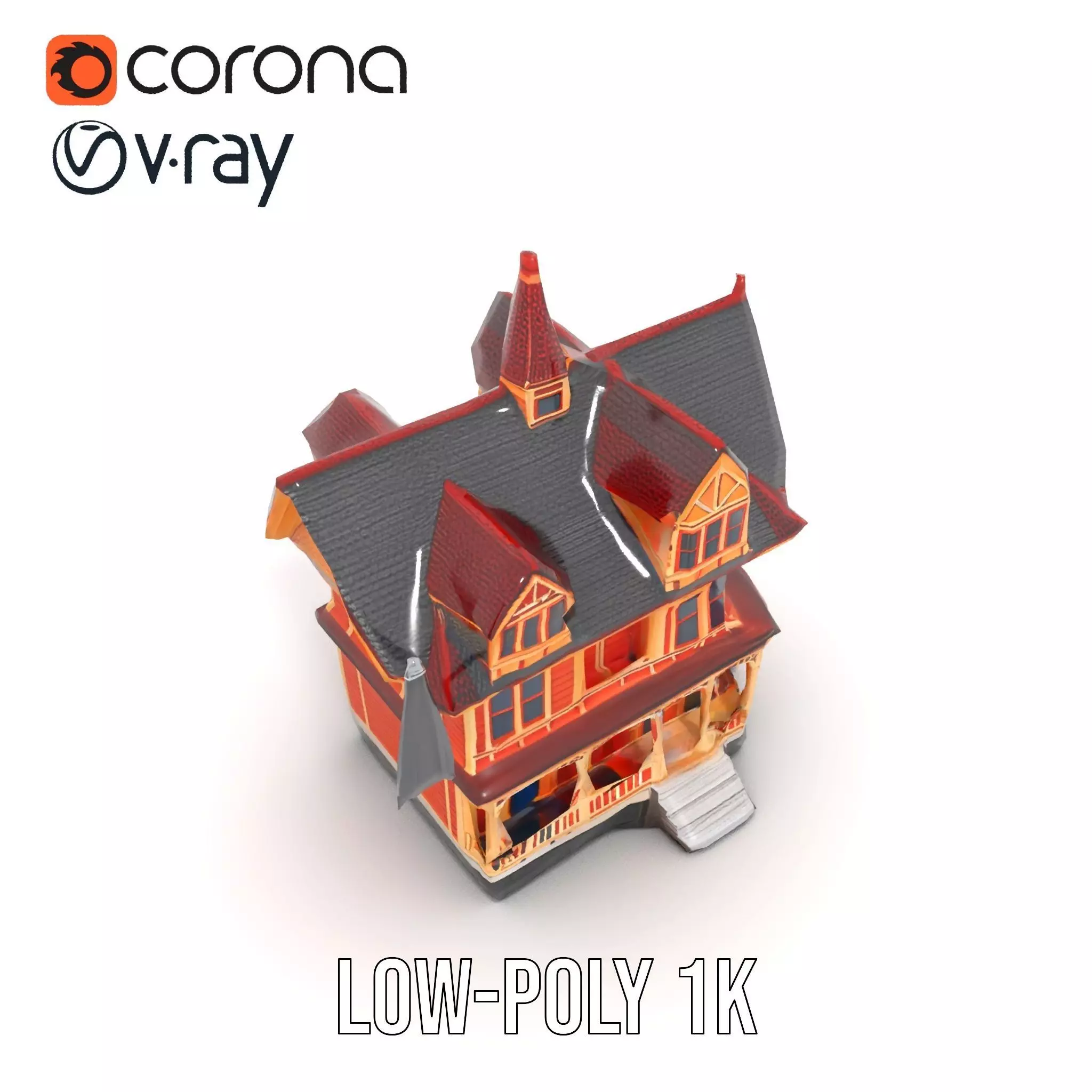 Victorian Gothic House model pack Low-poly 3D model_29