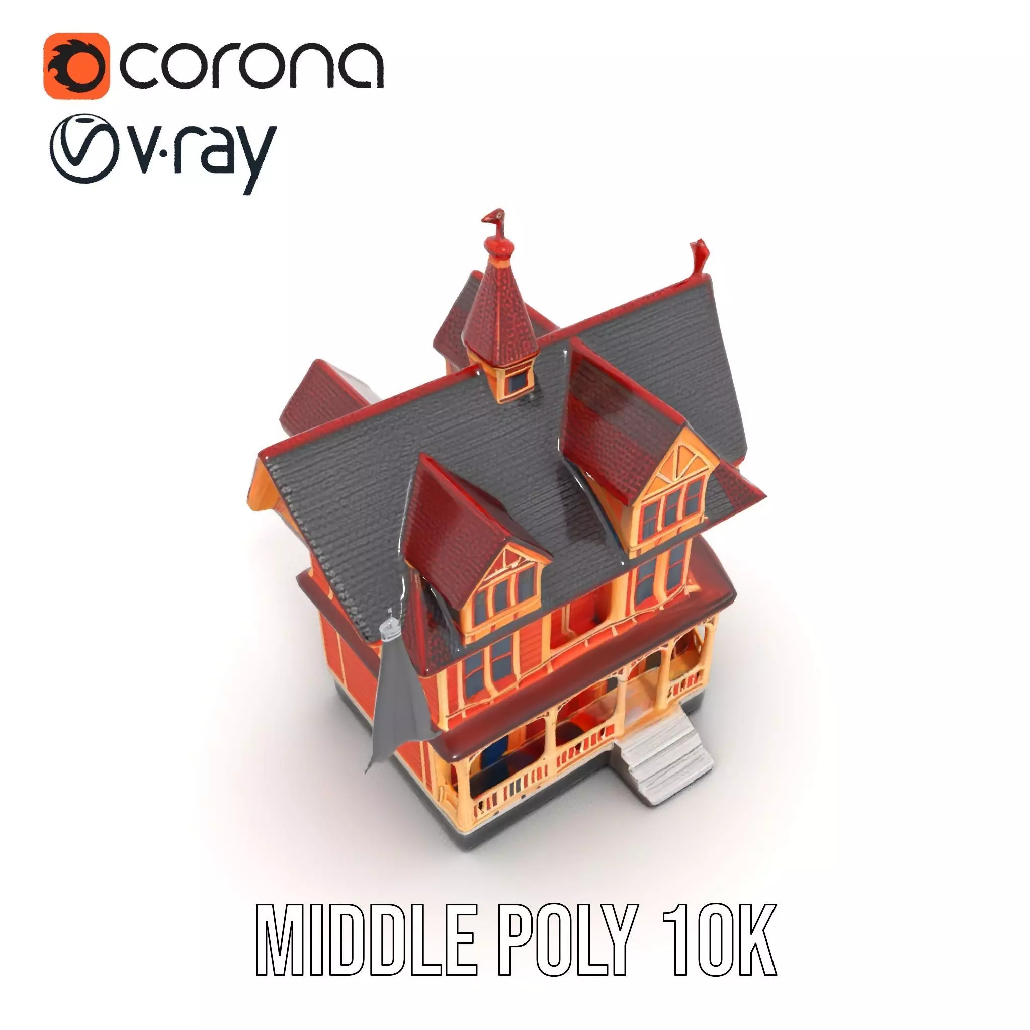 Victorian Gothic House model pack Low-poly 3D model_19