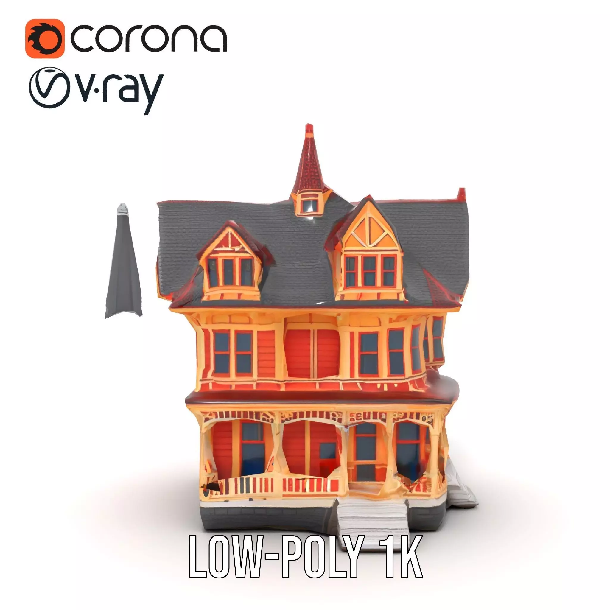 Victorian Gothic House model pack Low-poly 3D model_10
