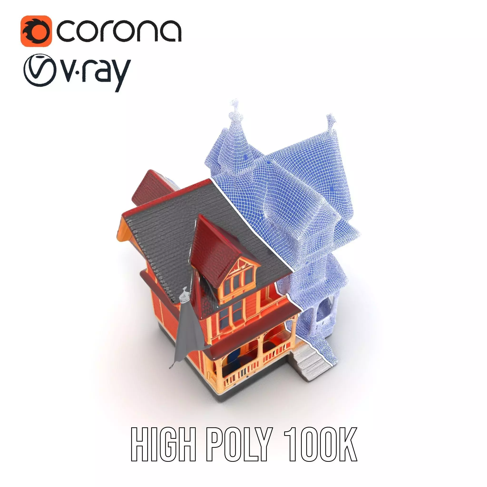 Victorian Gothic House model pack Low-poly 3D model_34
