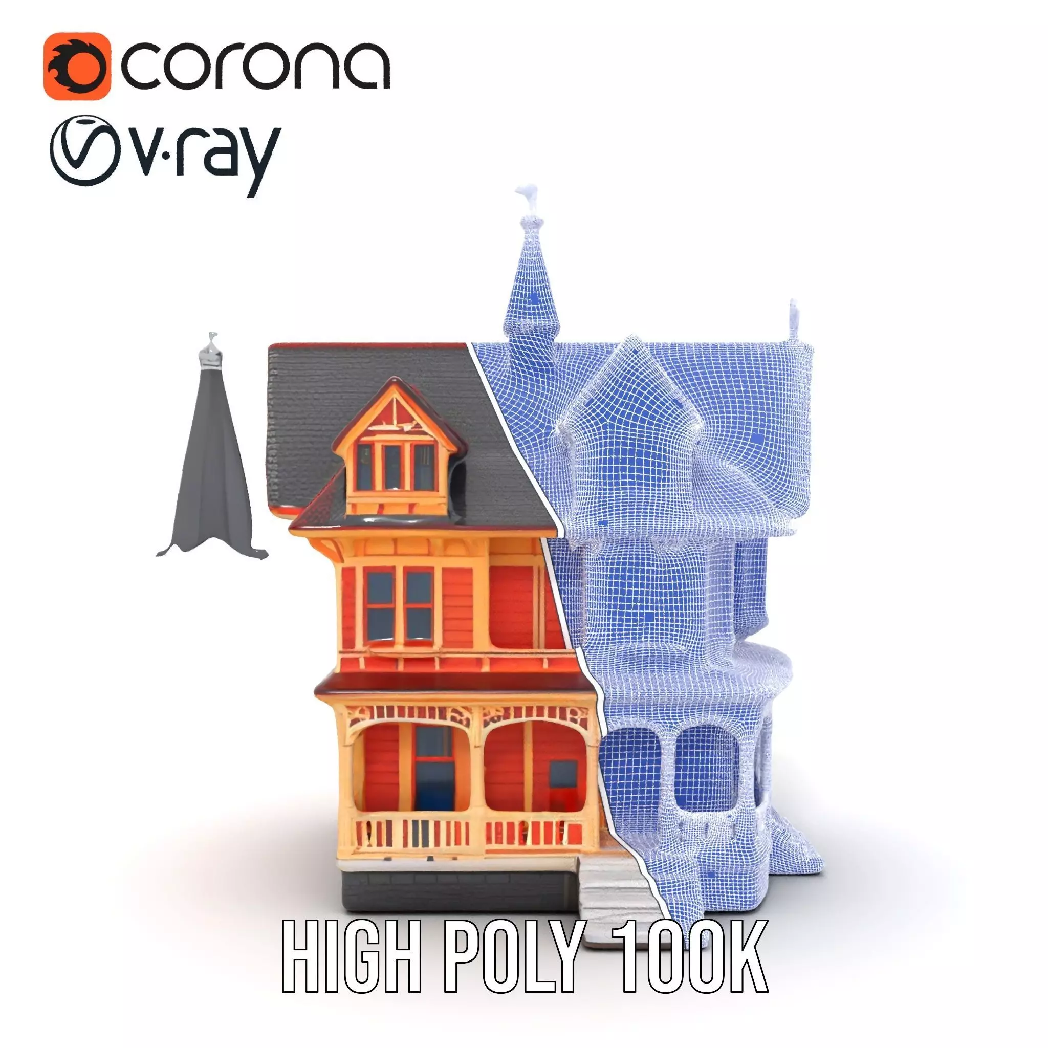Victorian Gothic House model pack Low-poly 3D model_33