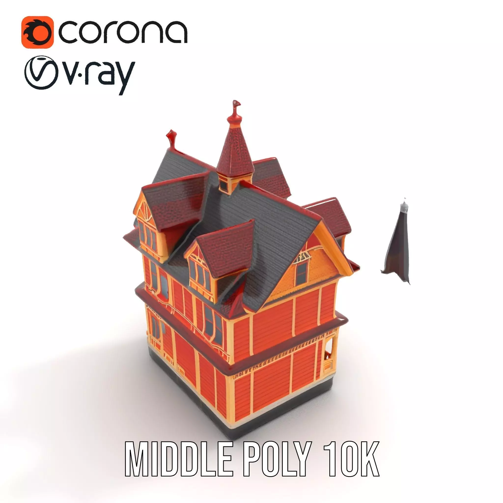 Victorian Gothic House model pack Low-poly 3D model_7