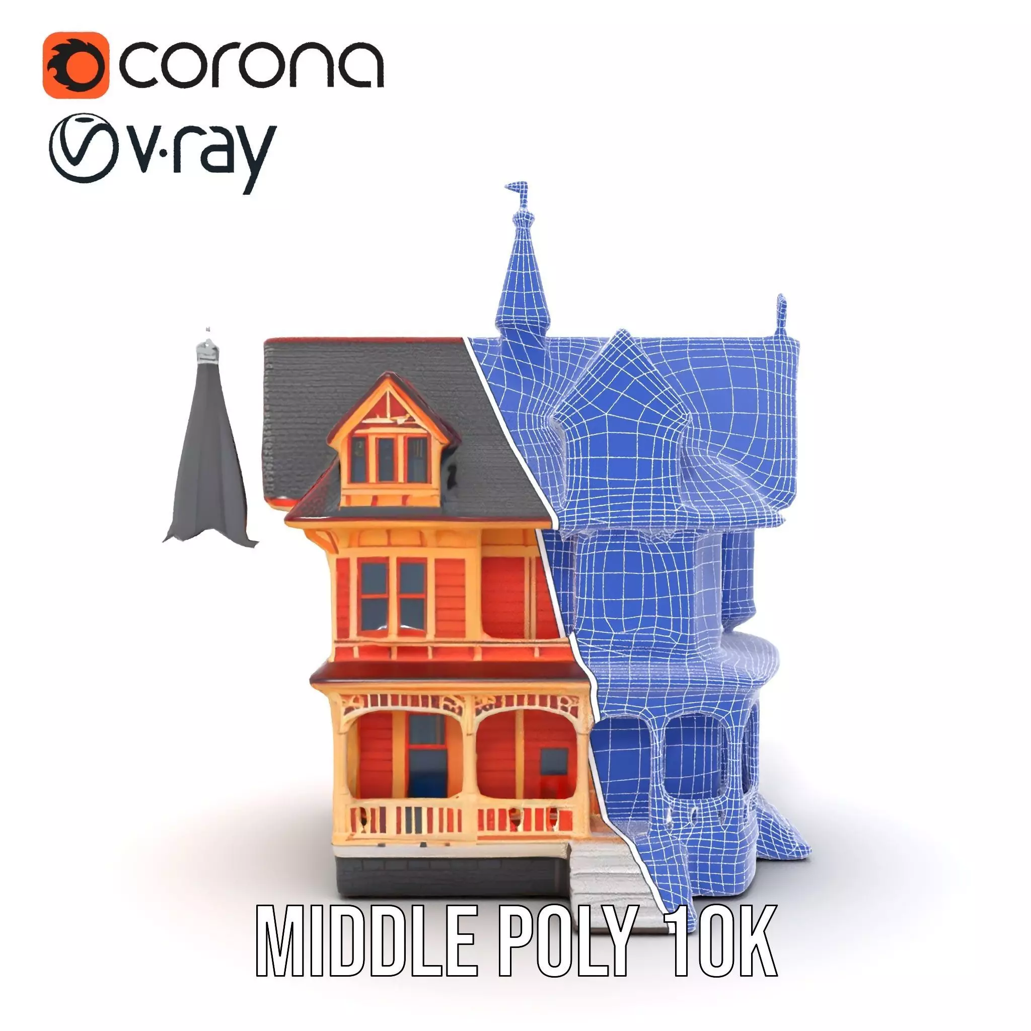 Victorian Gothic House model pack Low-poly 3D model_25