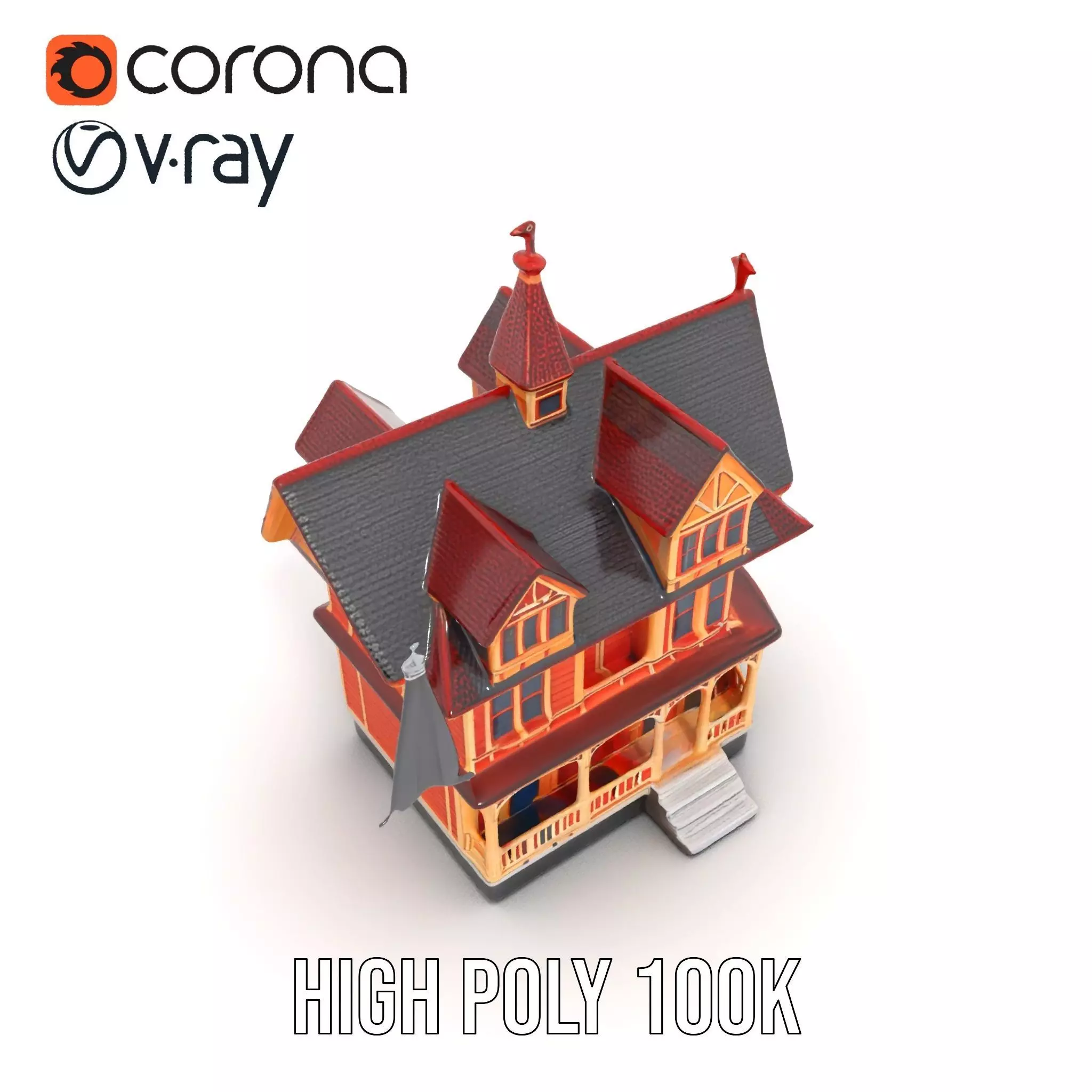 Victorian Gothic House model pack Low-poly 3D model_24