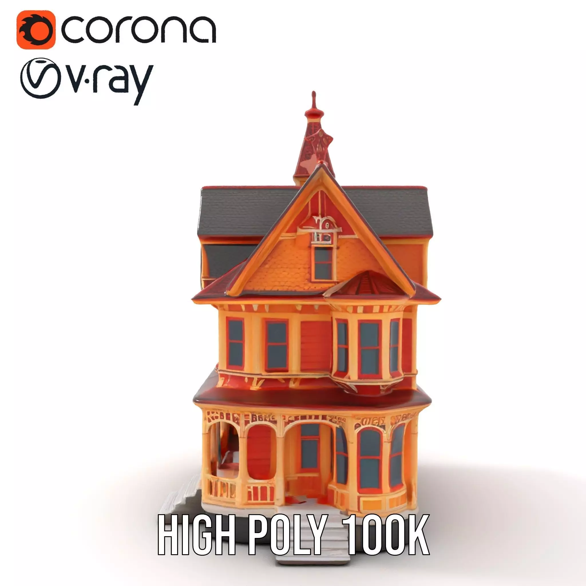 Victorian Gothic House model pack Low-poly 3D model_16
