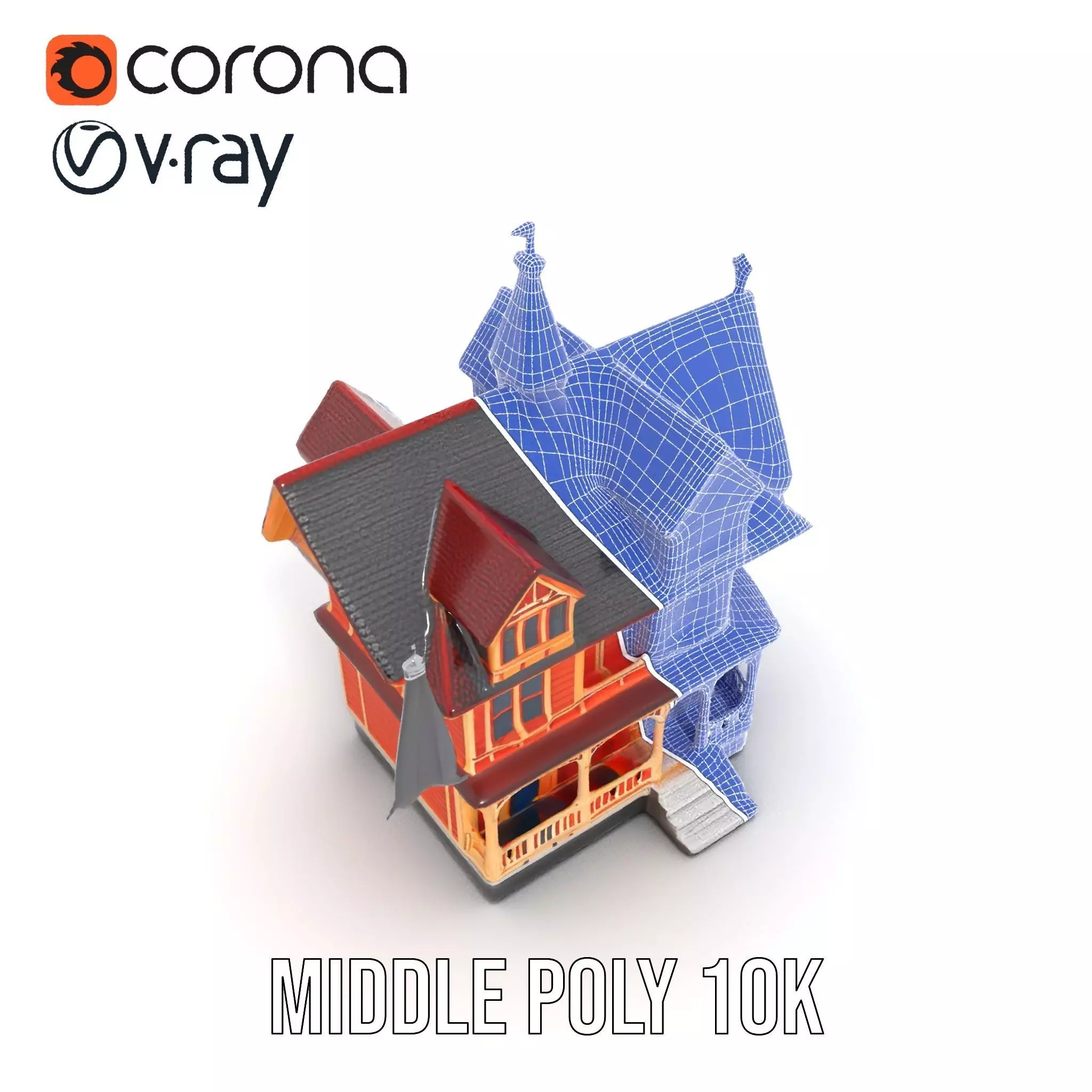 Victorian Gothic House model pack Low-poly 3D model_28