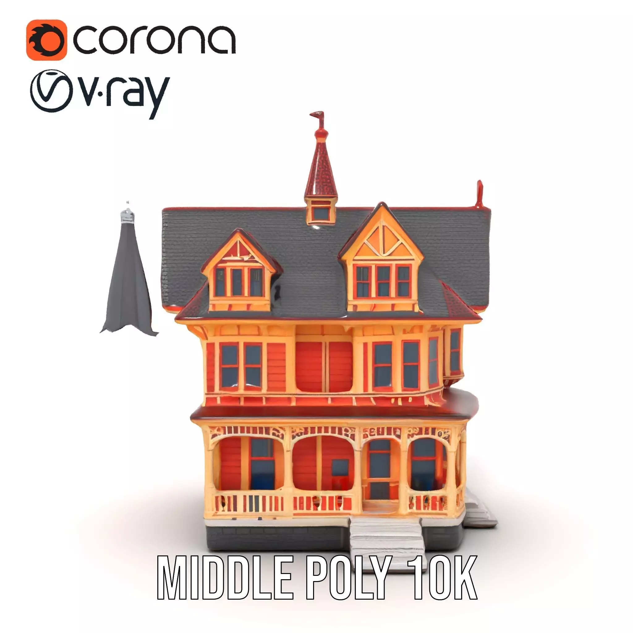 Victorian Gothic House model pack Low-poly 3D model_17