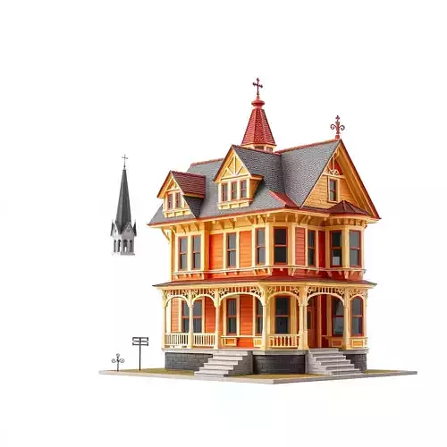 Victorian Gothic House model pack Low-poly 3D model 2