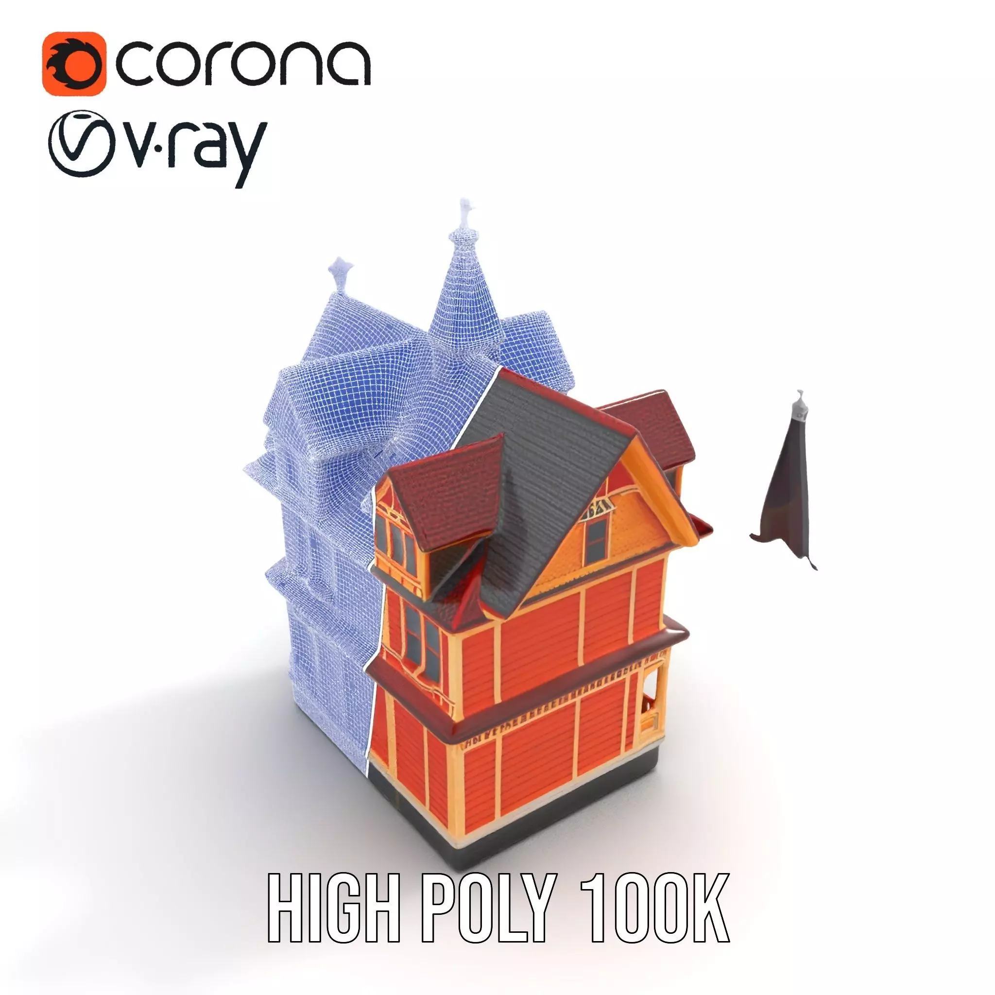 Victorian Gothic House model pack Low-poly 3D model_30