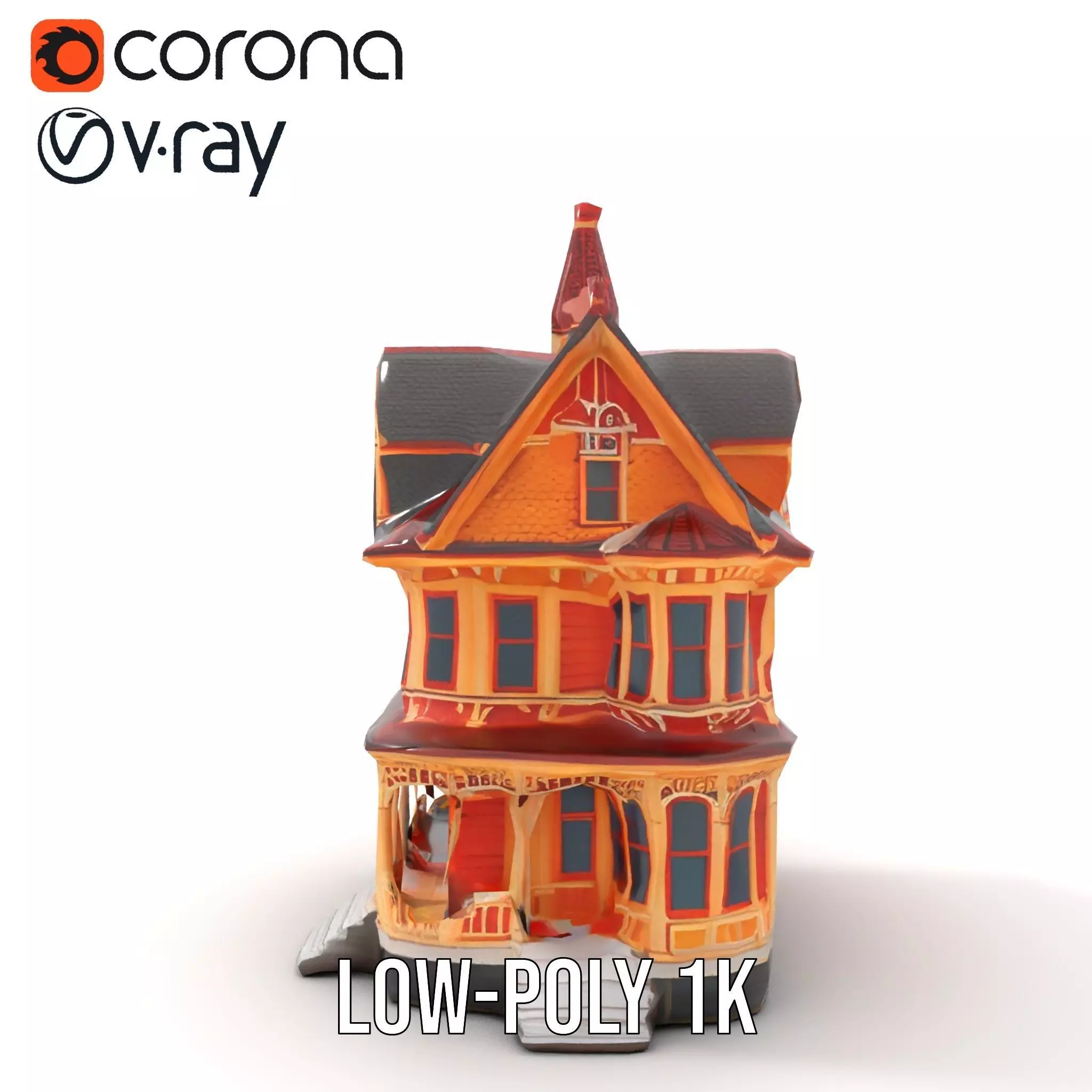 Victorian Gothic House model pack Low-poly 3D model_8