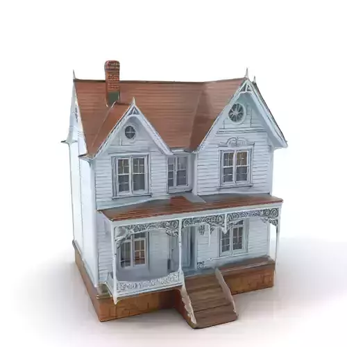 Victorian Blue Mansion model pack Low-poly 3D model