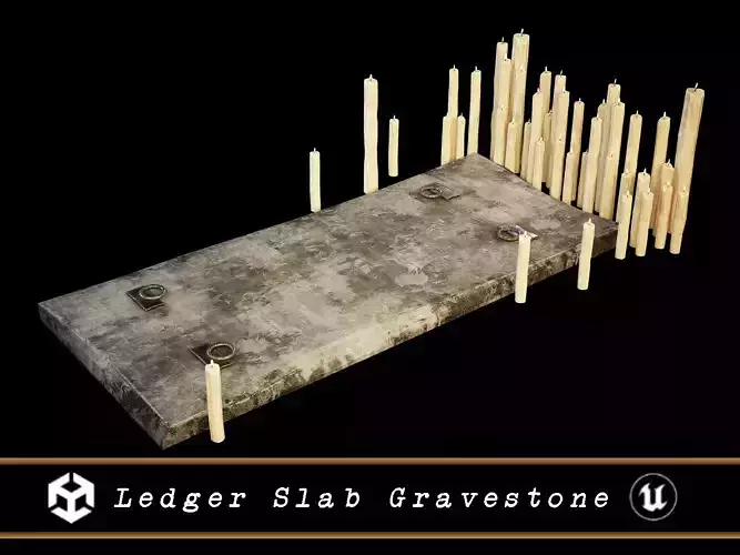 Ledger Slab Gravestone Low-poly 3D model