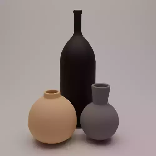 Ceramic Vase Set of 3 Low-poly 3D model