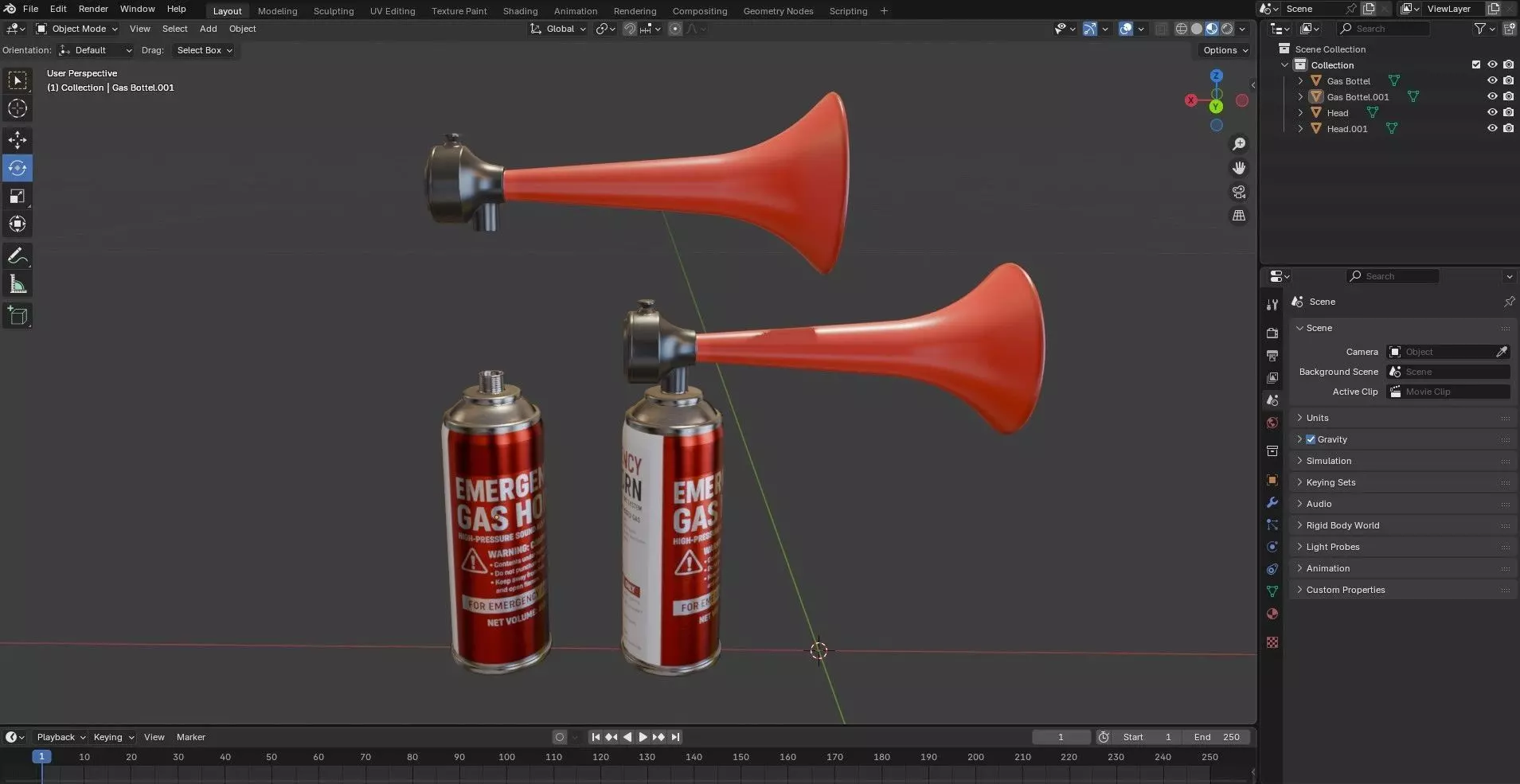 Emergency Gas Horn Bottle Low-poly 3D model_19
