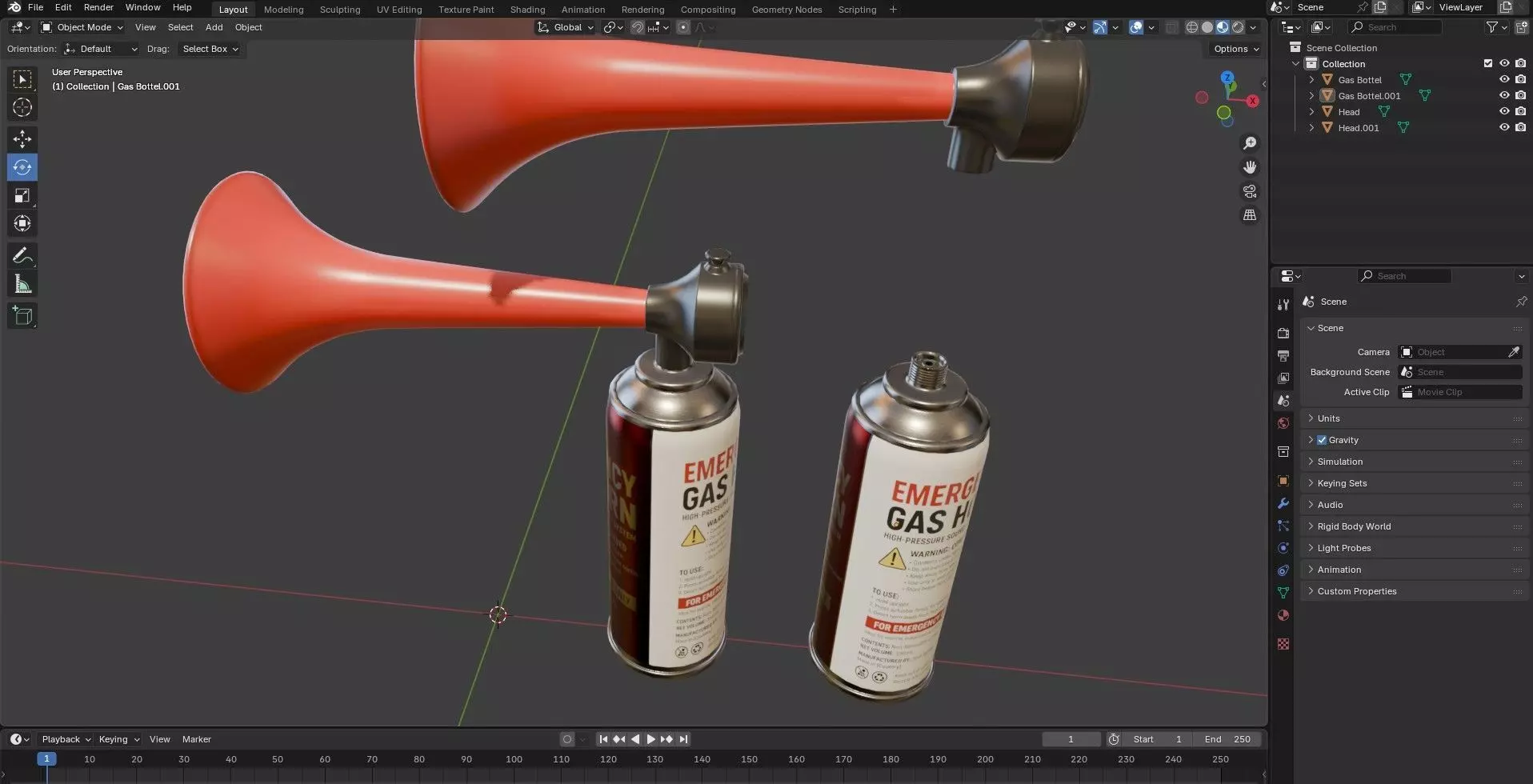 Emergency Gas Horn Bottle Low-poly 3D model_20