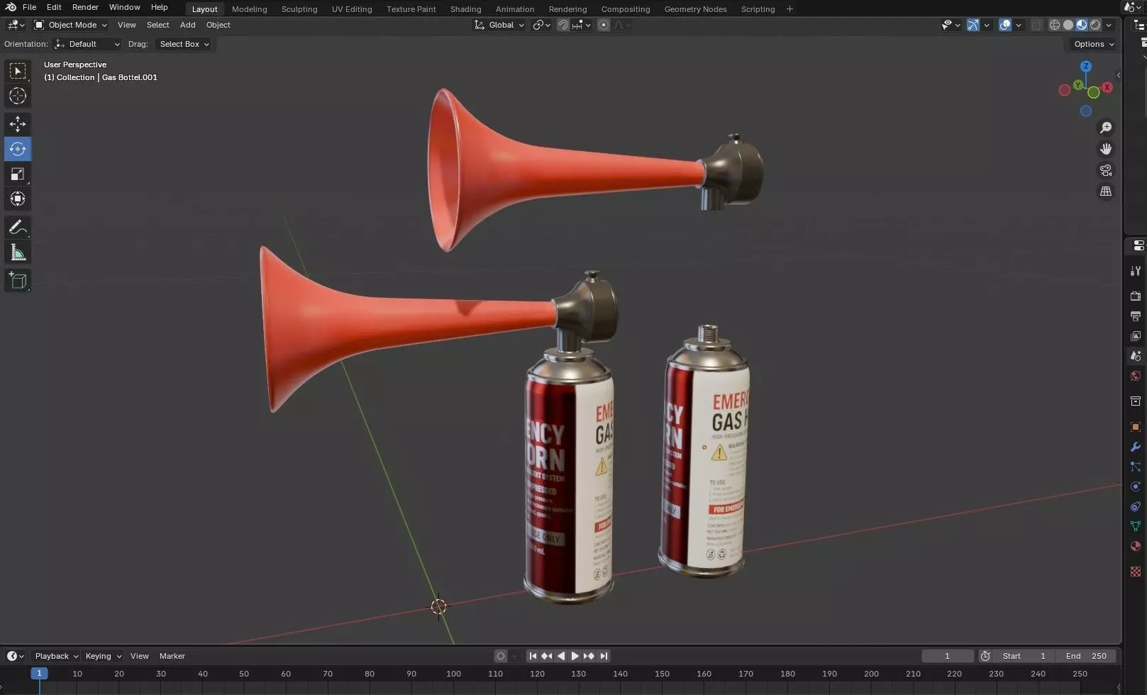Emergency Gas Horn Bottle Low-poly 3D model_18