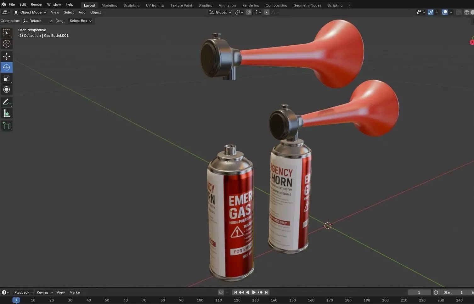 Emergency Gas Horn Bottle Low-poly 3D model_21