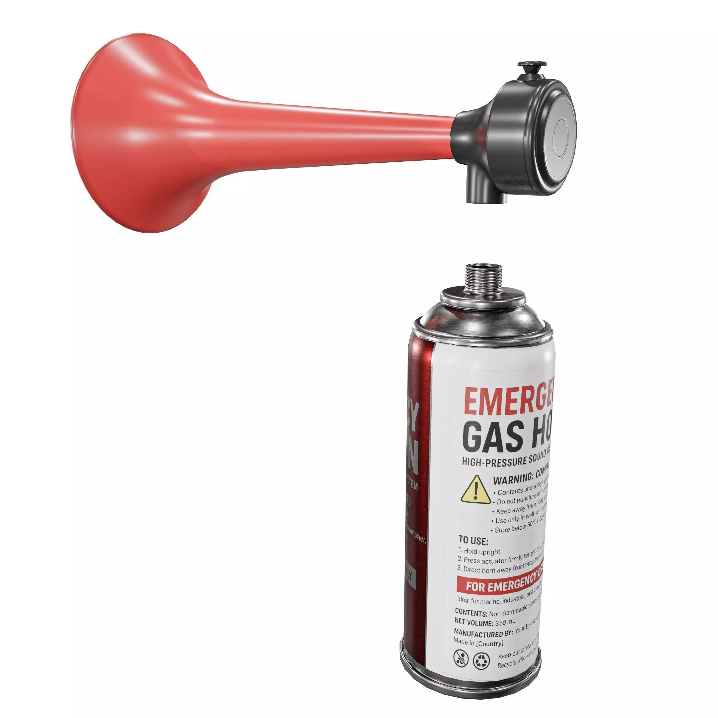 Emergency Gas Horn Bottle Low-poly 3D model_5