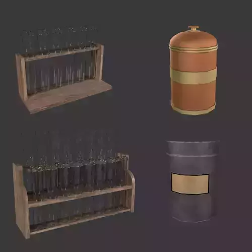 Alchemical Tubes And Jars Low-poly 3D model