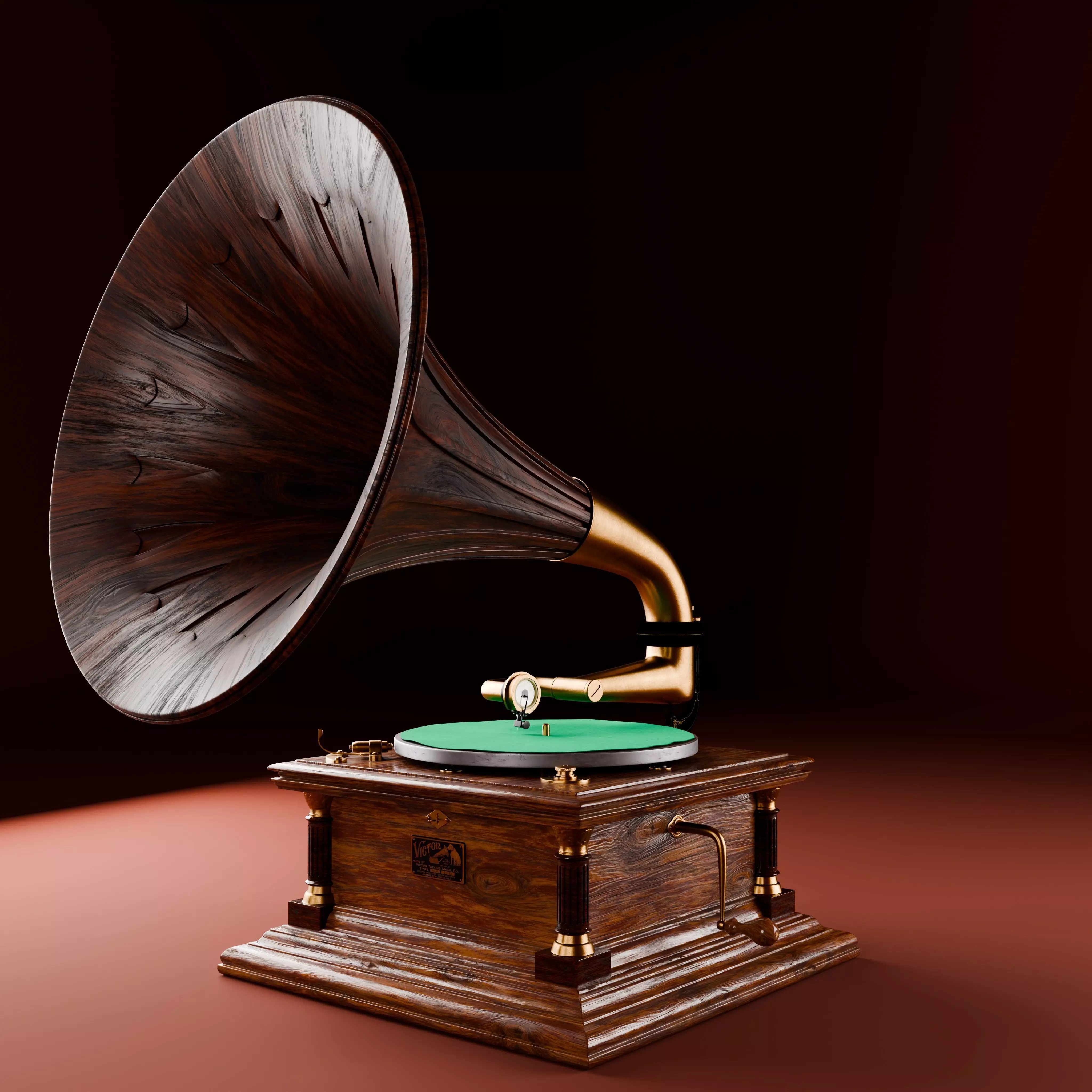 Vintage Gramophone  Real Time Game-Ready 3D Asset 3D model_5
