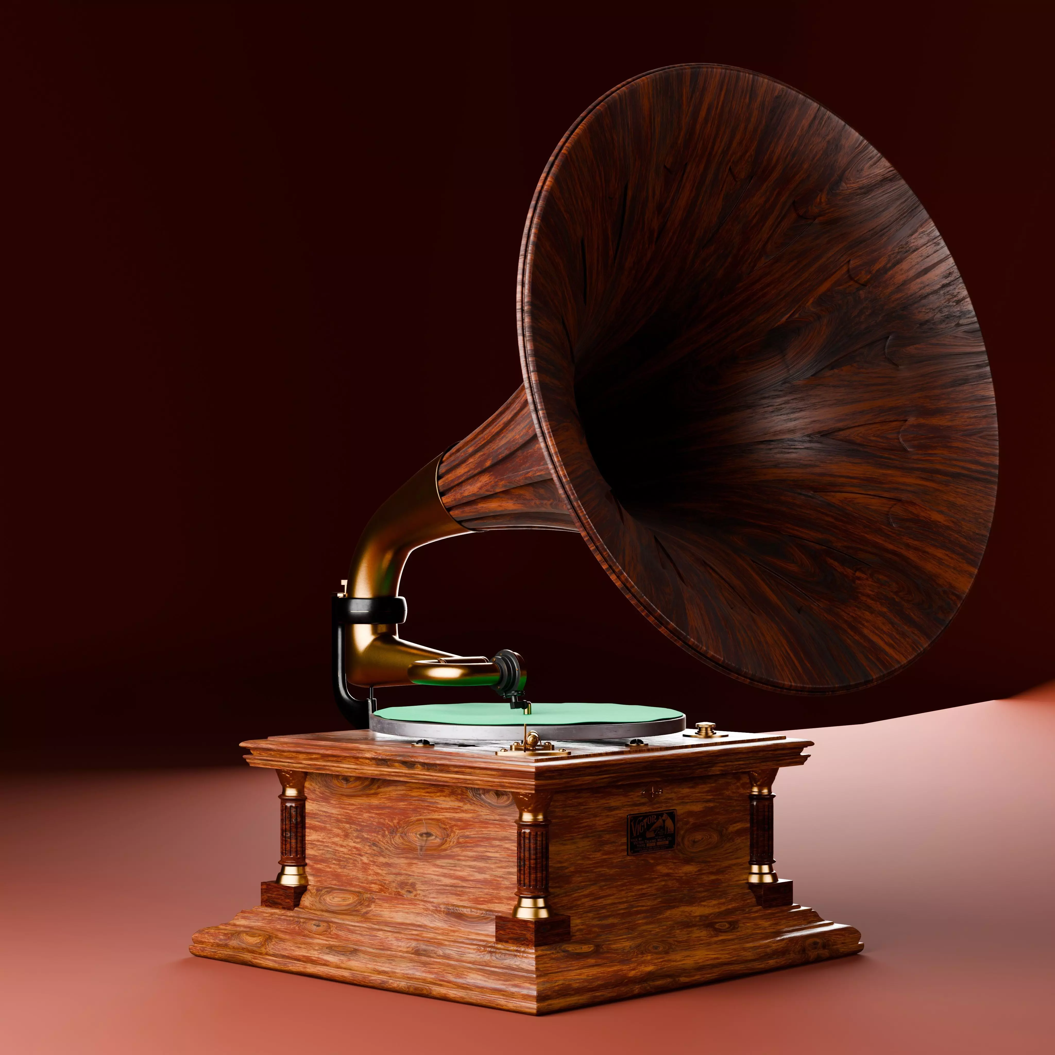 Vintage Gramophone  Real Time Game-Ready 3D Asset 3D model_3
