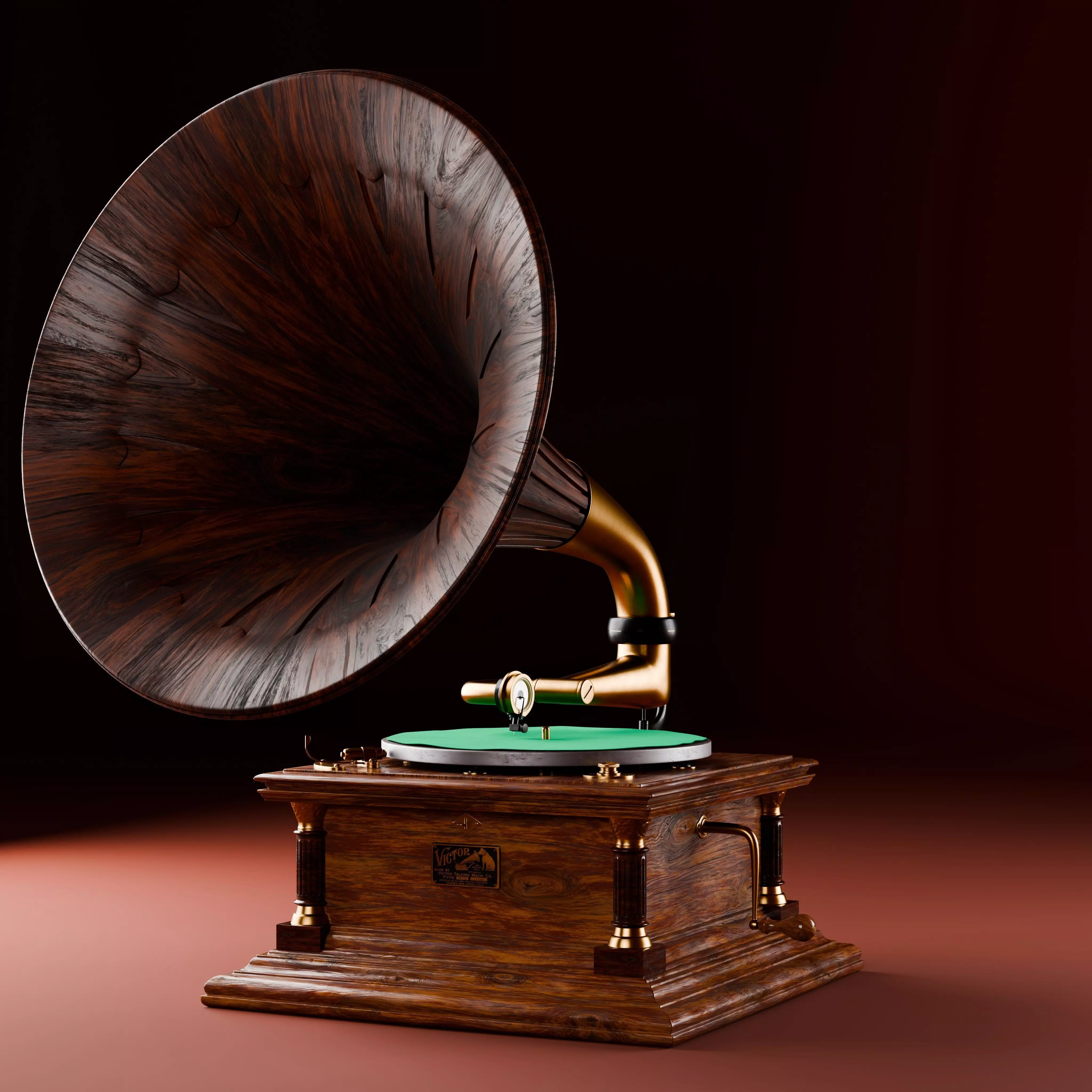 Vintage Gramophone  Real Time Game-Ready 3D Asset 3D model_0