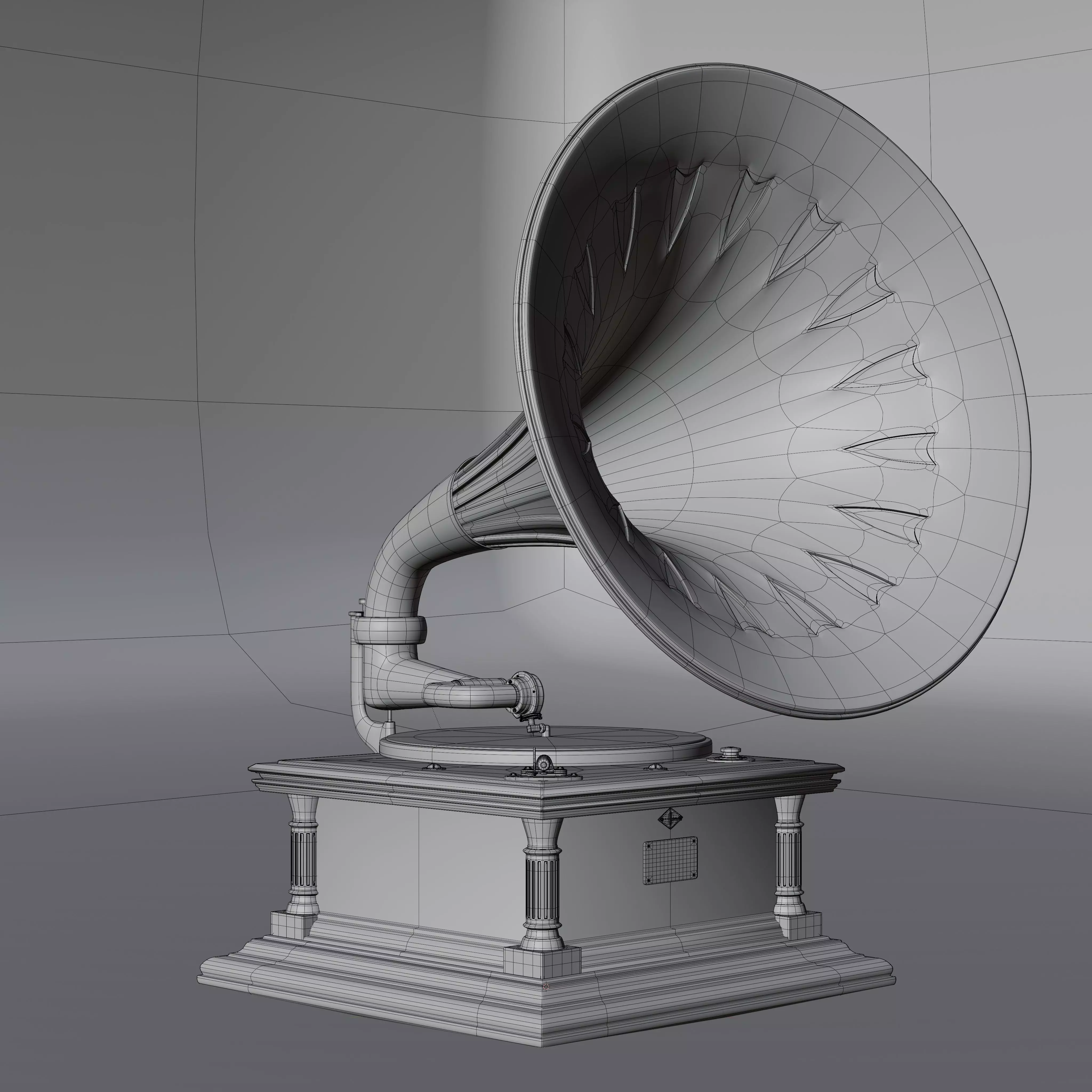 Vintage Gramophone  Real Time Game-Ready 3D Asset 3D model_4