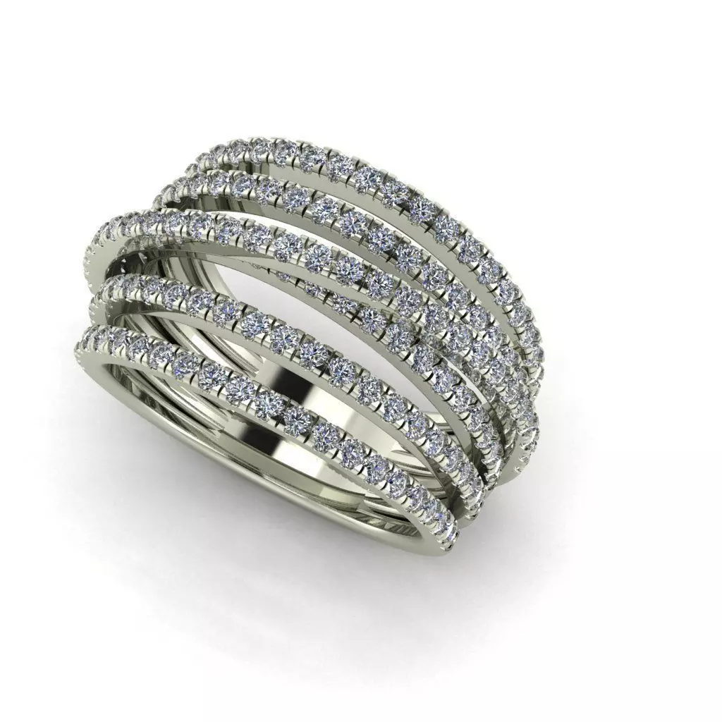 Ring 8 diamond with four rows of diamonds 3D print model_0