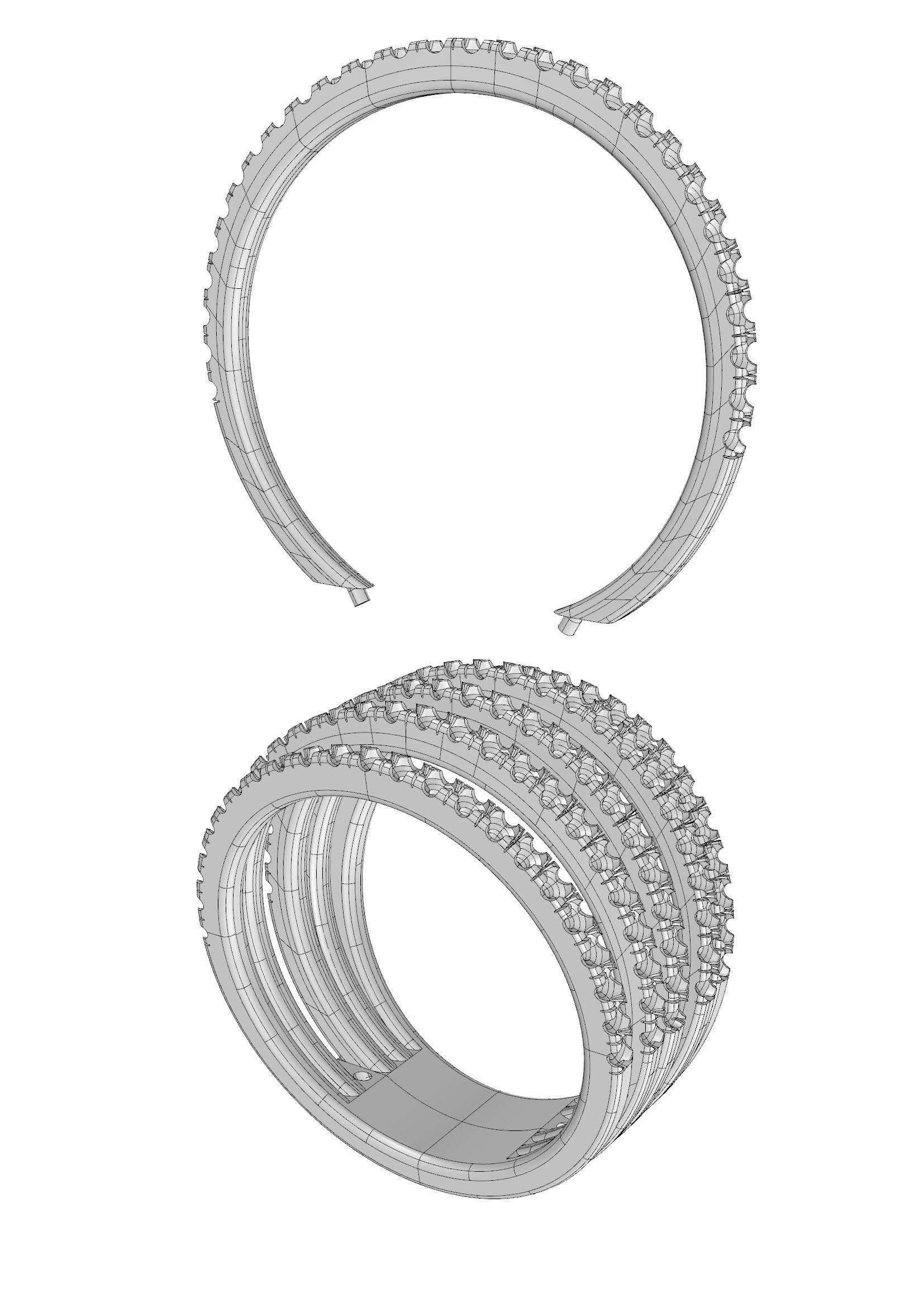 Ring 8 diamond with four rows of diamonds 3D print model_2