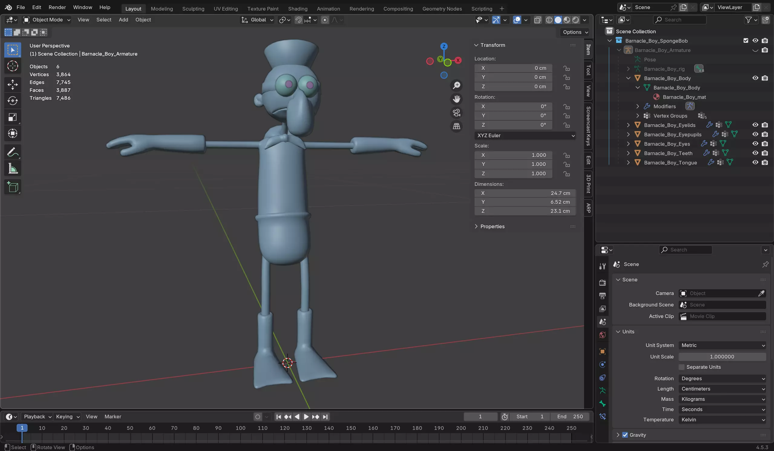 Barnacle Boy - SpongeBob Low-poly 3D model_13