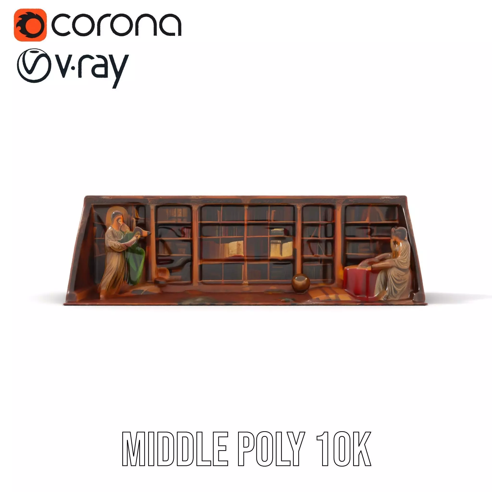 Vintage Library Diorama model pack Low-poly 3D model_15