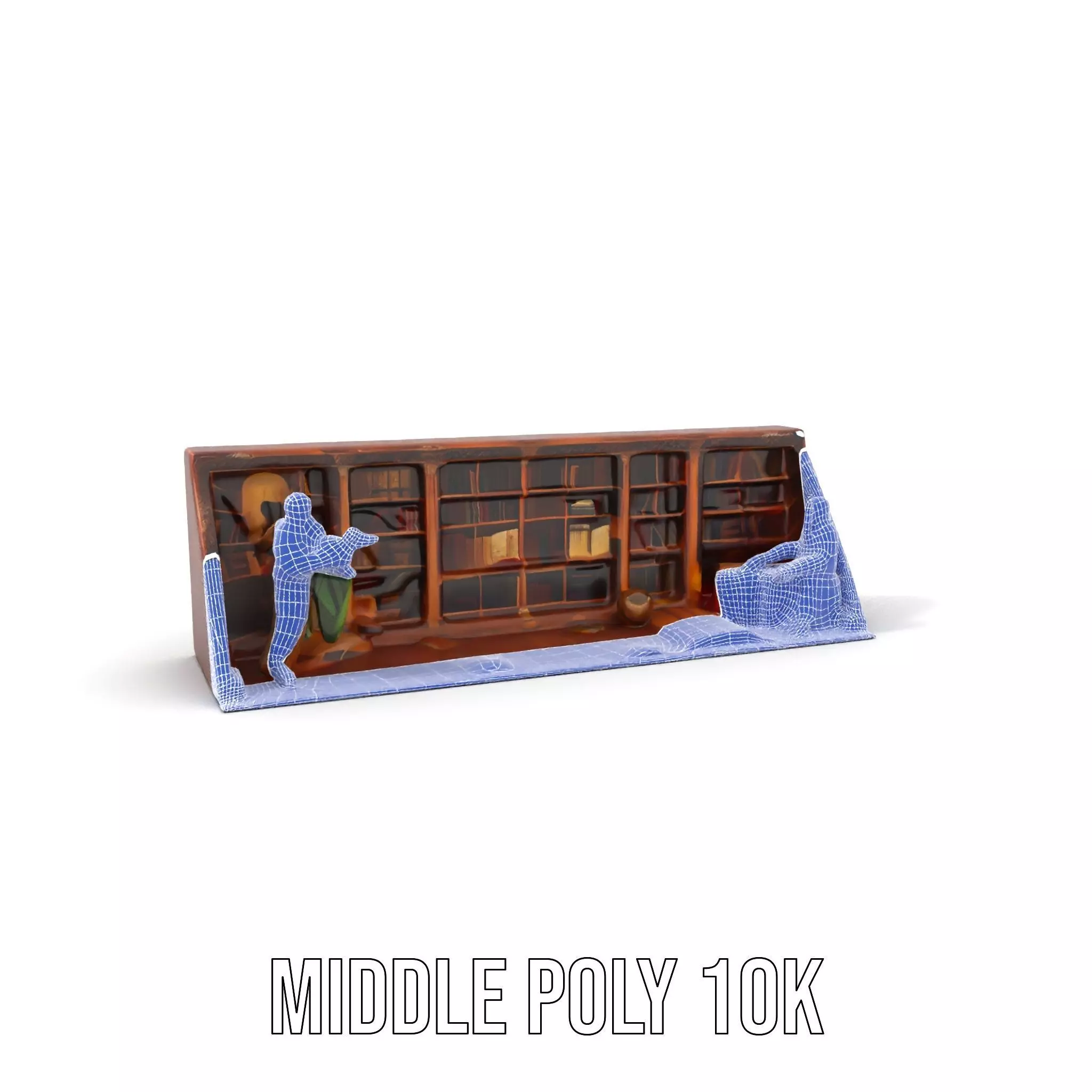 Vintage Library Diorama model pack Low-poly 3D model_11