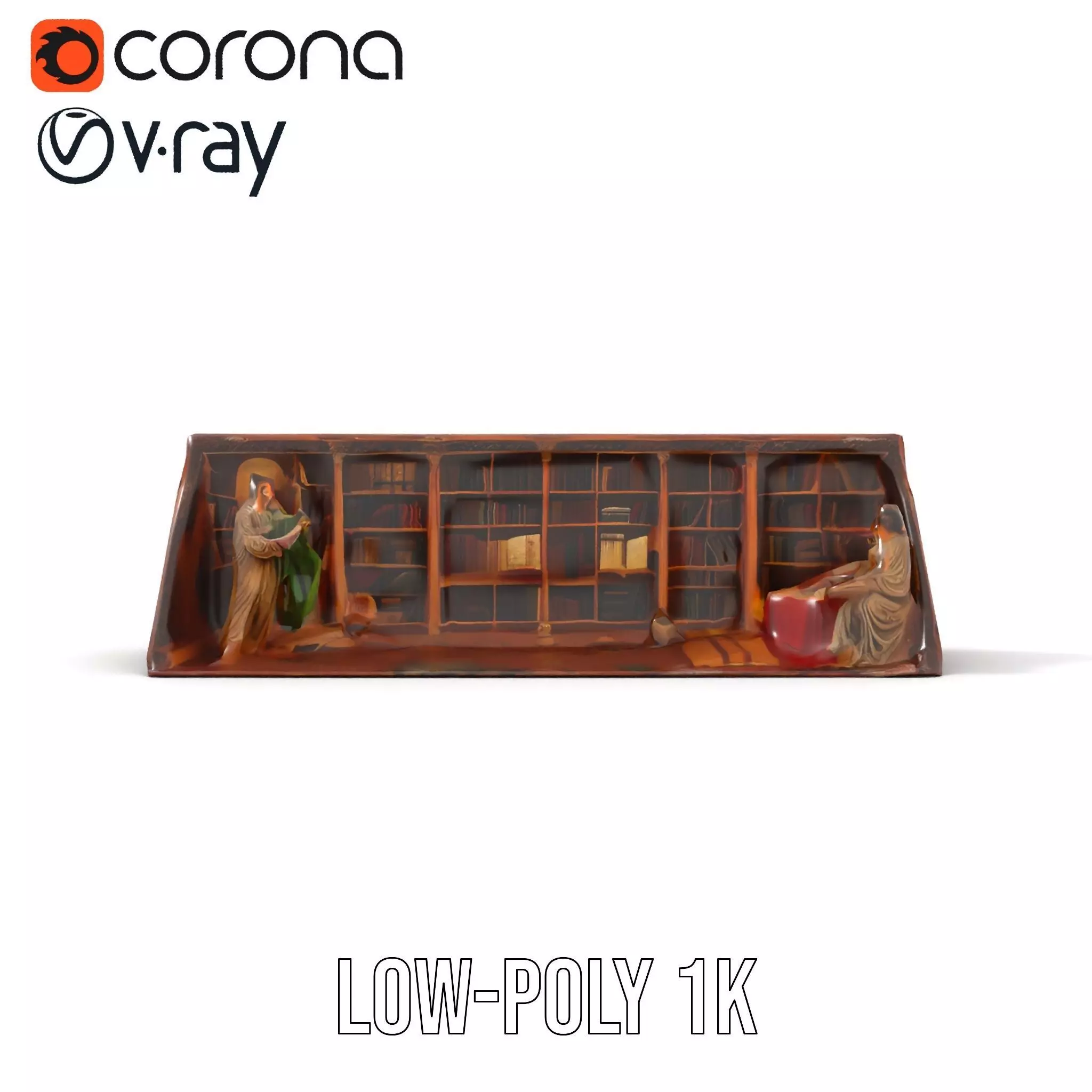 Vintage Library Diorama model pack Low-poly 3D model_19