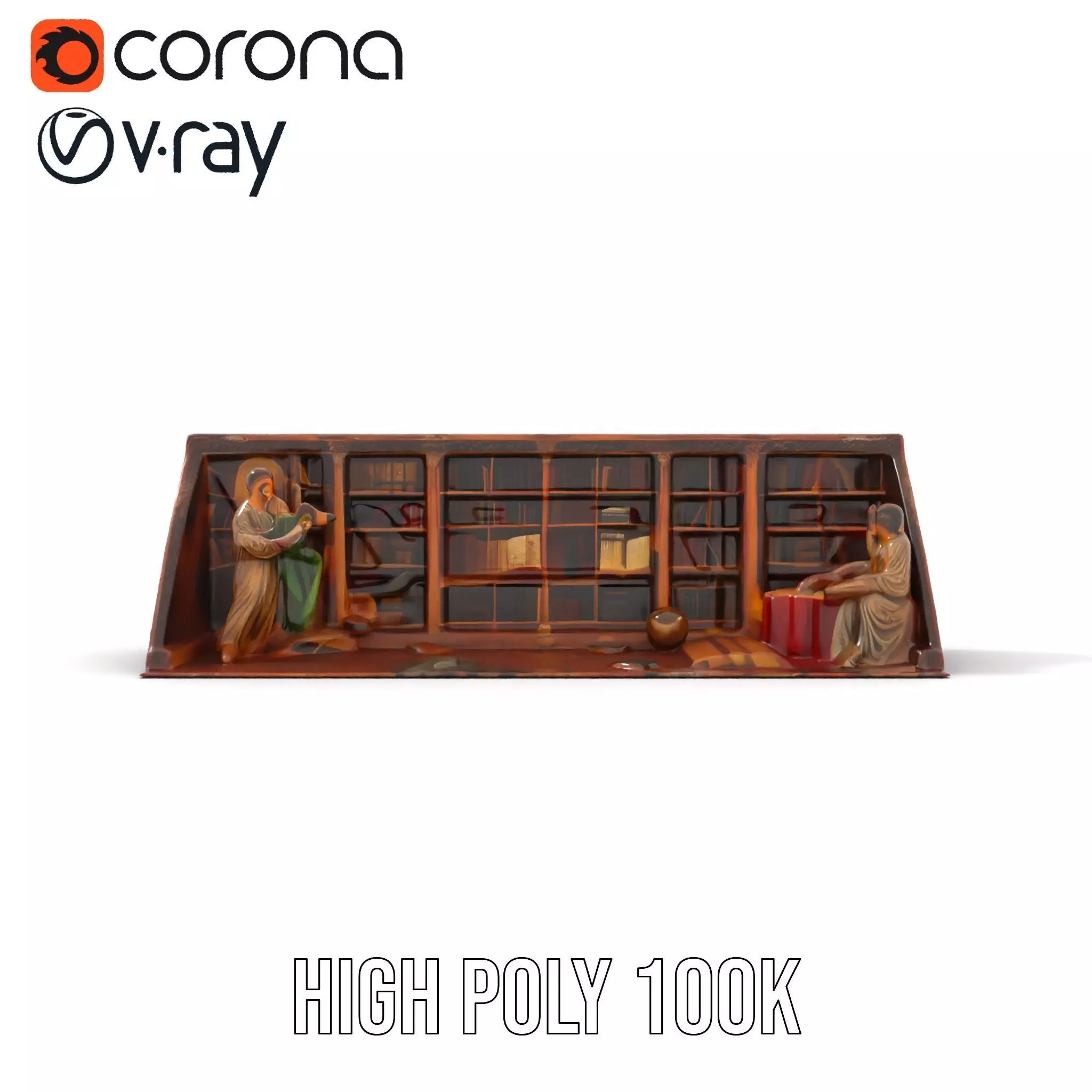Vintage Library Diorama model pack Low-poly 3D model_17