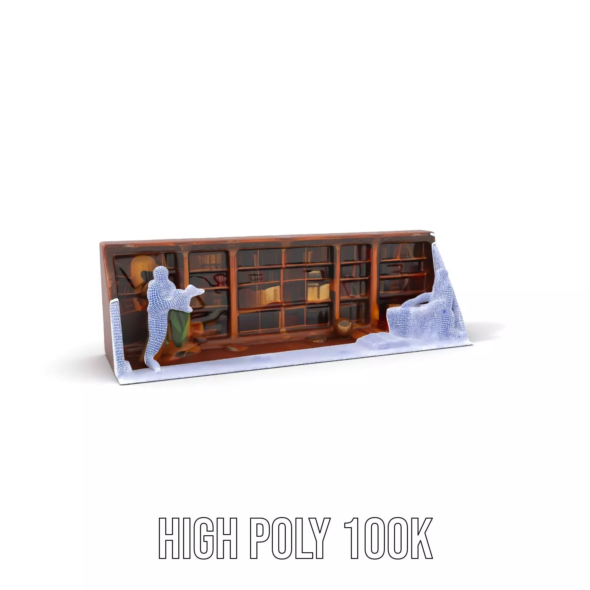 Vintage Library Diorama model pack Low-poly 3D model_4