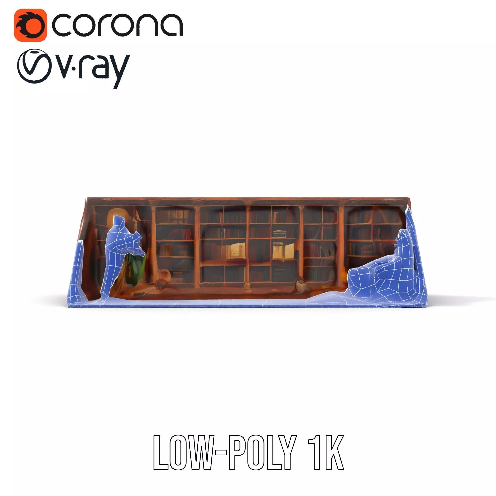 Vintage Library Diorama model pack Low-poly 3D model_28