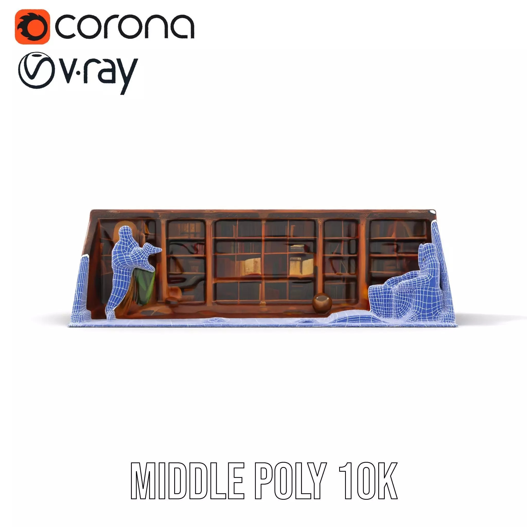 Vintage Library Diorama model pack Low-poly 3D model_27