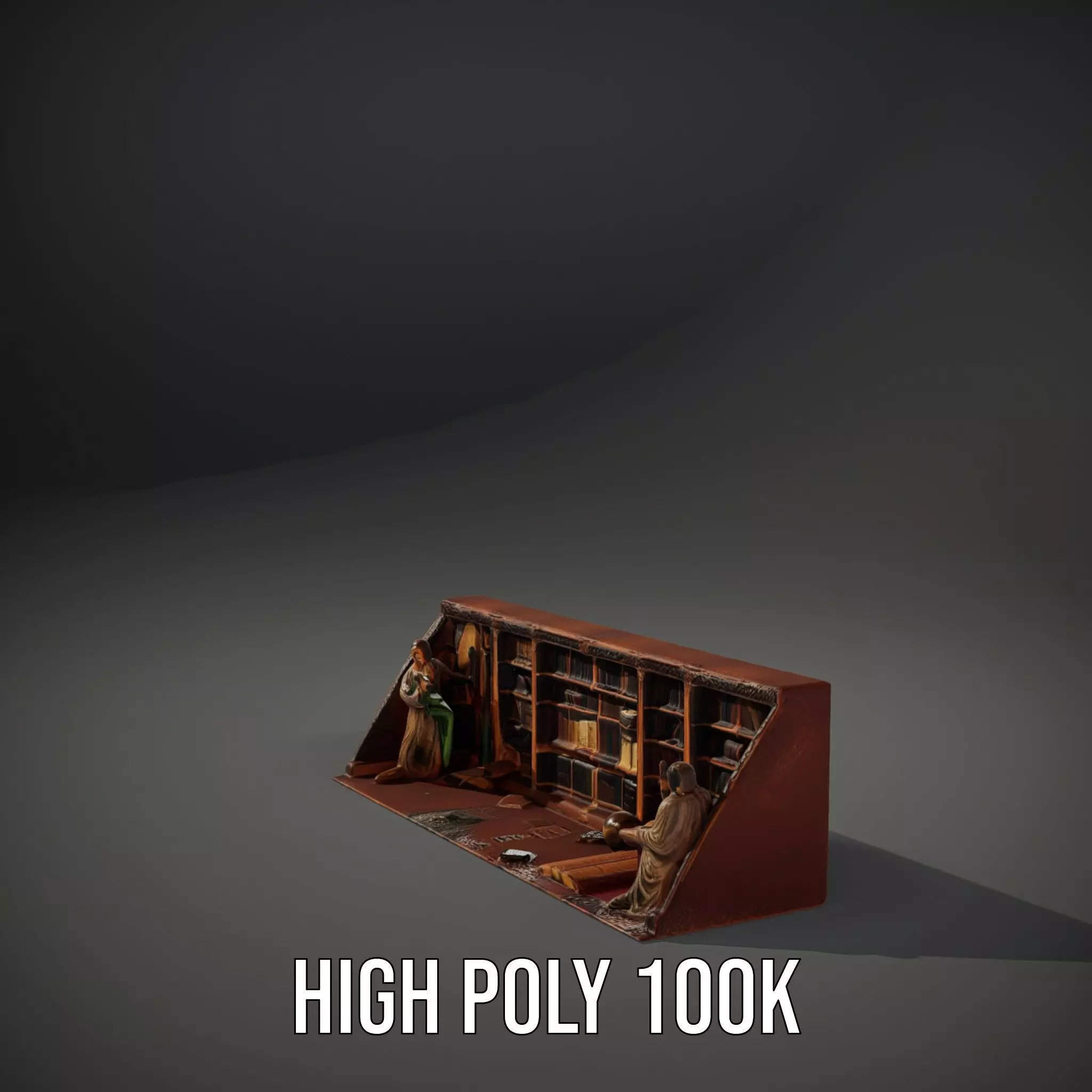 Vintage Library Diorama model pack Low-poly 3D model_8