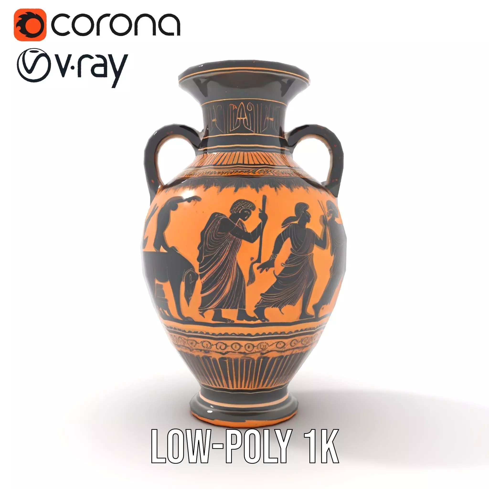 Ancient Greek Vase model pack Low-poly 3D model_9