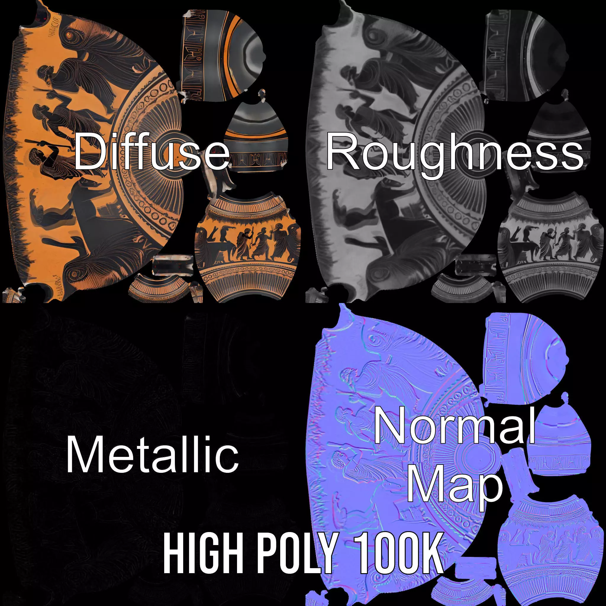 Ancient Greek Vase model pack Low-poly 3D model_3