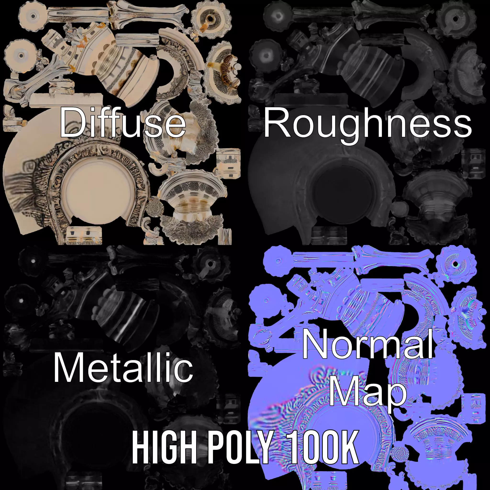 Elegant Silver Candelabra model pack Low-poly 3D model_3